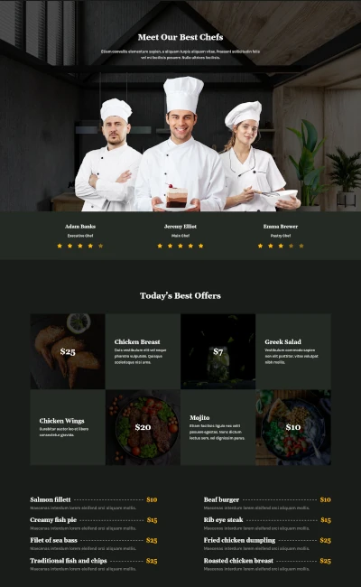 sample website restaurant