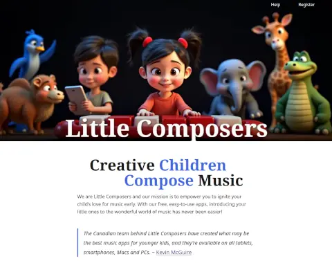 screenshot of the little composers website